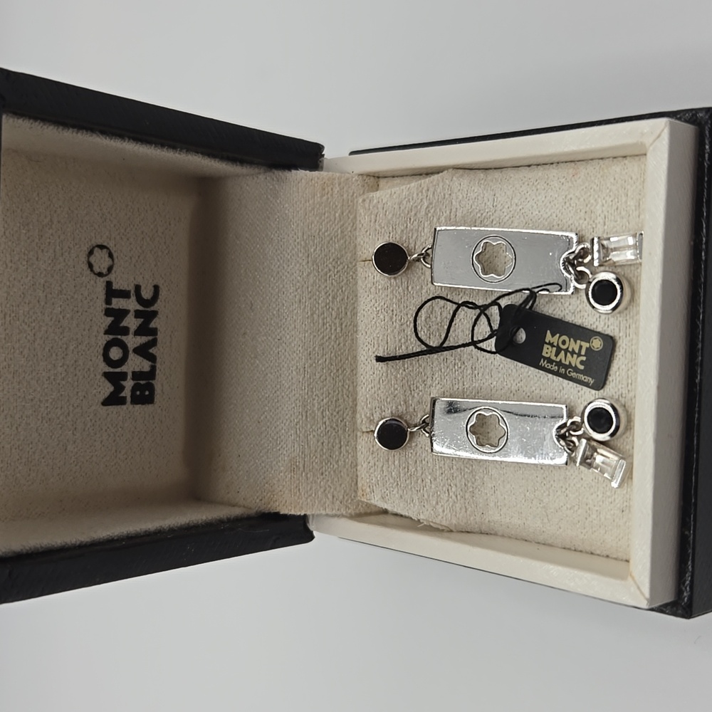 Mont Blanc Boheme Deco Silver & Onyx Charm Drop Earrings 36621